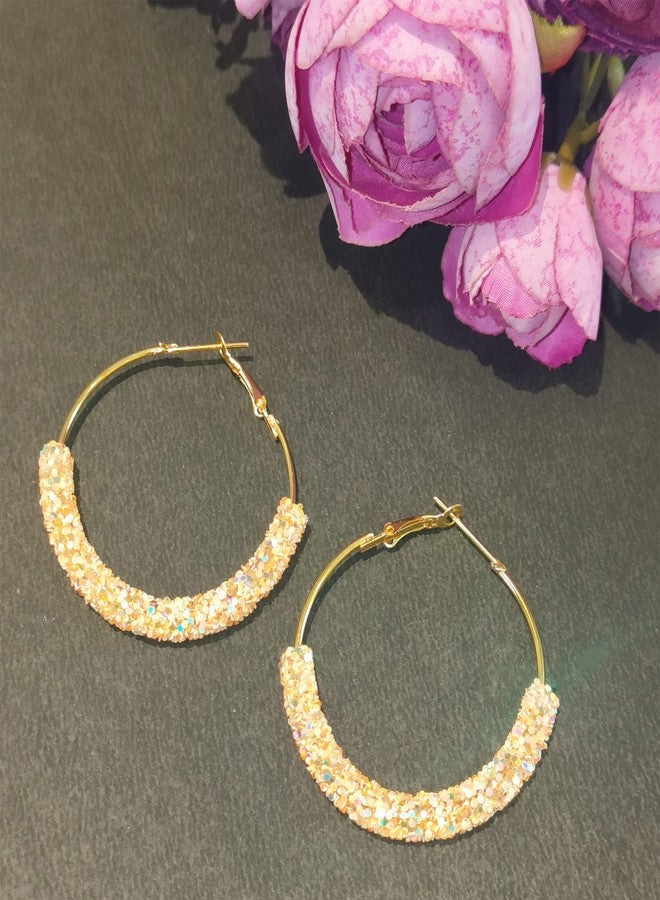 La Belleza Golden Polish Jari Hoop/Bali Earring for Girls and Women (In Different Color) (Peach) - Image 5