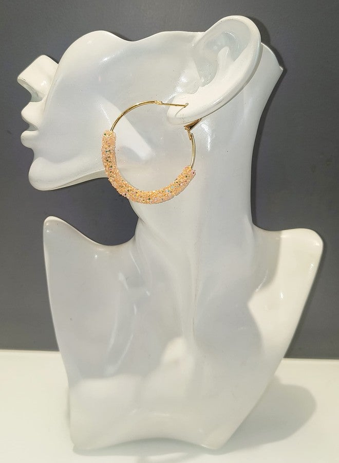 La Belleza Golden Polish Jari Hoop/Bali Earring for Girls and Women (In Different Color) (Peach) - Image 3