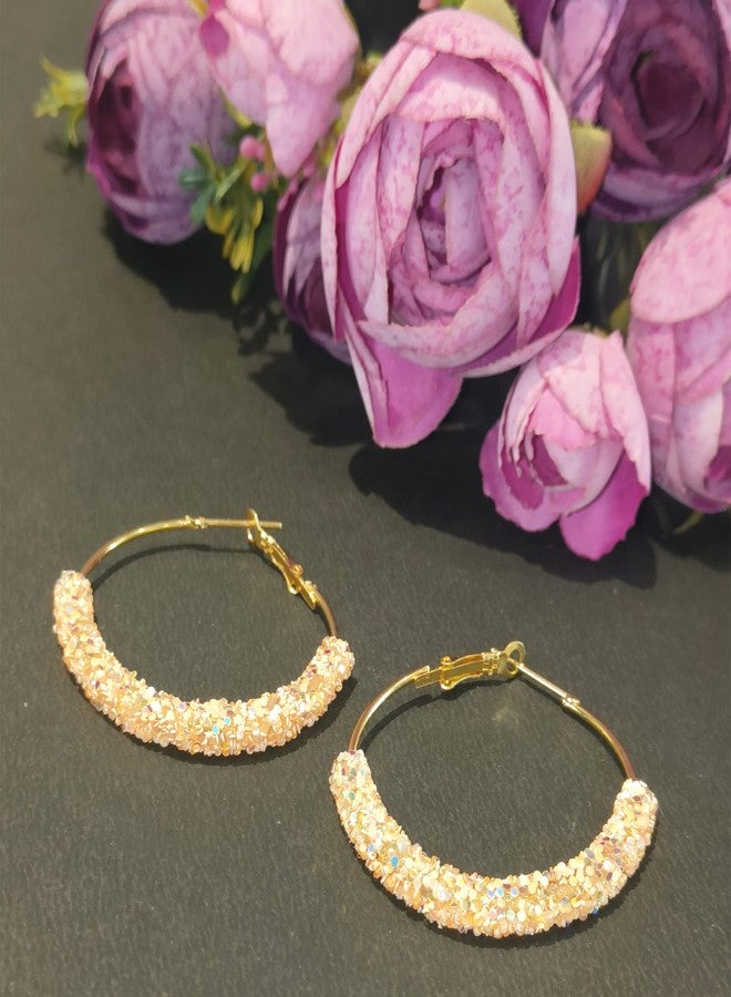 La Belleza Golden Polish Jari Hoop/Bali Earring for Girls and Women (In Different Color) (Peach) - Image 4