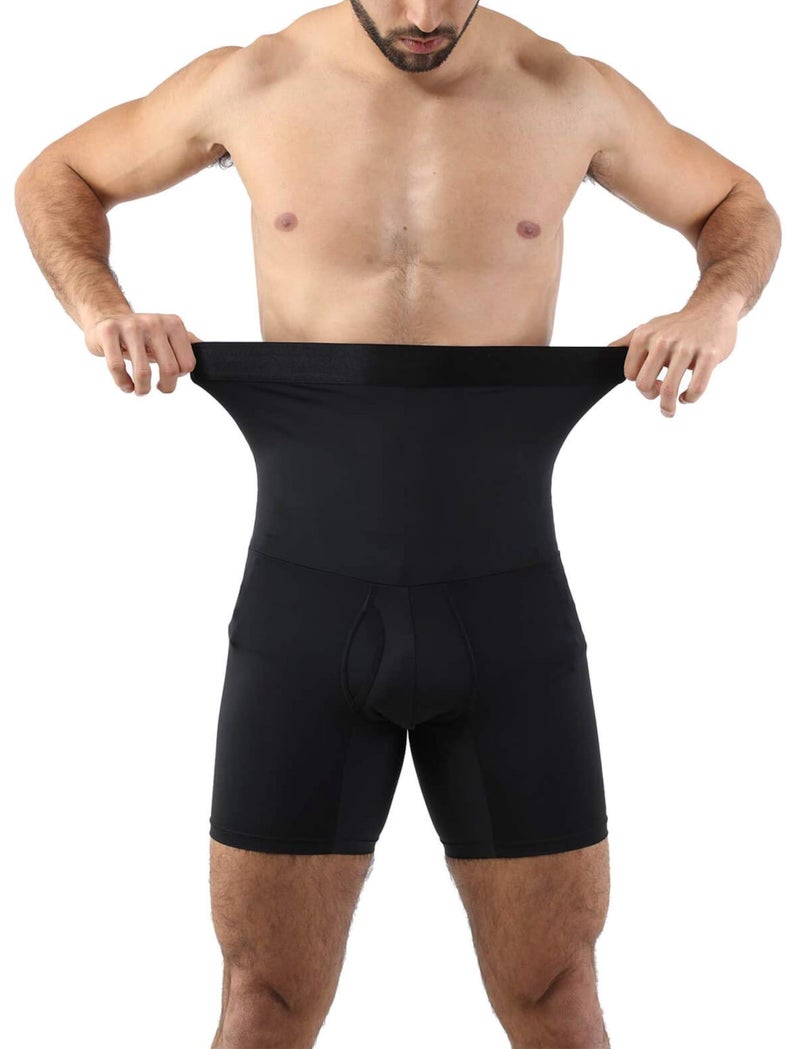 Kewlioo Men's Girdle Compression Shorts with Instant Slimming Effect & Breathable Fabric - High Waist Body Shaper Running Workout Fitness Compression Shorts Underwear Boxer Briefs - (Black, 2XL)