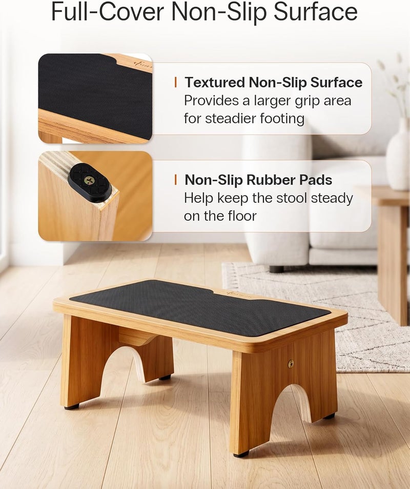 StrongTek Bedside Step Stool for Adults, 7.5 Inch Wooden Step Stool for High Beds, Small Step Stool with Non-Slip Surface, 300 lbs Capacity, for Bedroom, Bathroom, Kitchen and Sink - Image 3