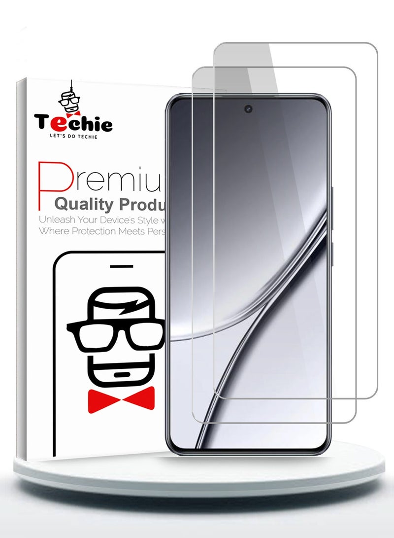 Techie 2 Pack HD Tempered Glass Screen Protector for Realme GT5 5G 2023 - Anti Reflection Anti Bubbles 9H Hardness 0.33 mm Rounded Edges Easy Installation - Image 1
