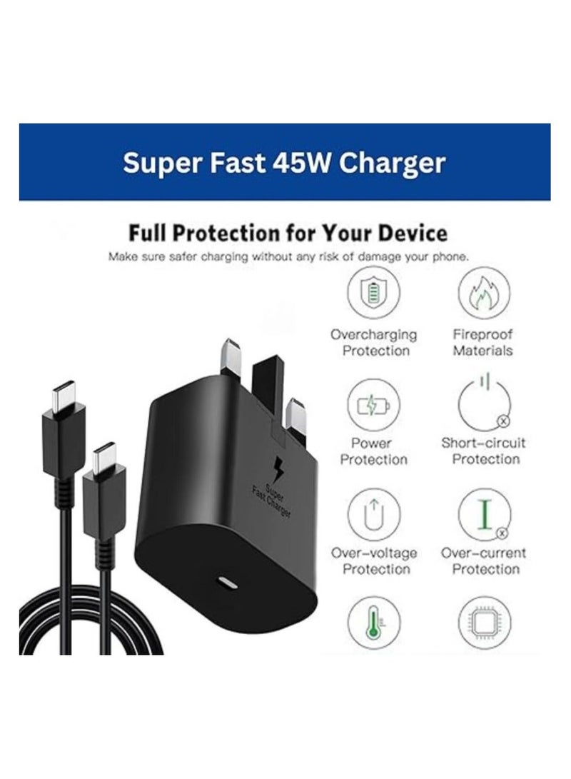 JAJEEK 45W Fast Charger Type C for Samsung Galaxy S25+, S25 Edge, S25 S24 S23 S22 S21 Ultra, A56 A55 A54 A36, for Honor X9c, 200 Lite, Magic 7 Pro, V3 Cable, Super PD 3.0 Charge - Image 3