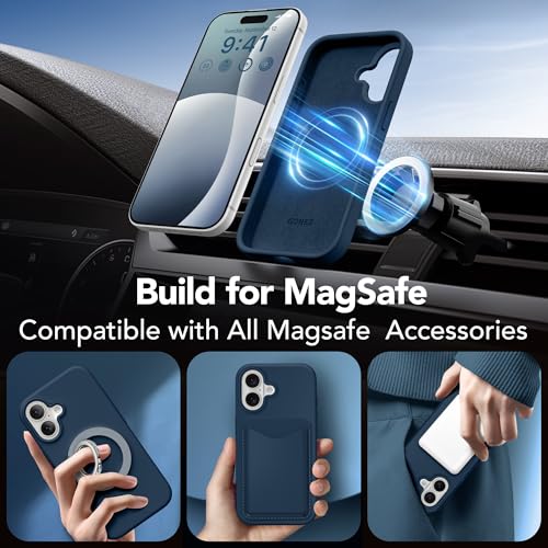 GONEZ Magnetic for iPhone 16 Case, [Compatible with MagSafe] Anti-Scratch Microfiber Lining & Screen Protector, Silicone Camera Control, Shockproof Slim Phone Cover 6.1 inch, Dark Blue - Image 3