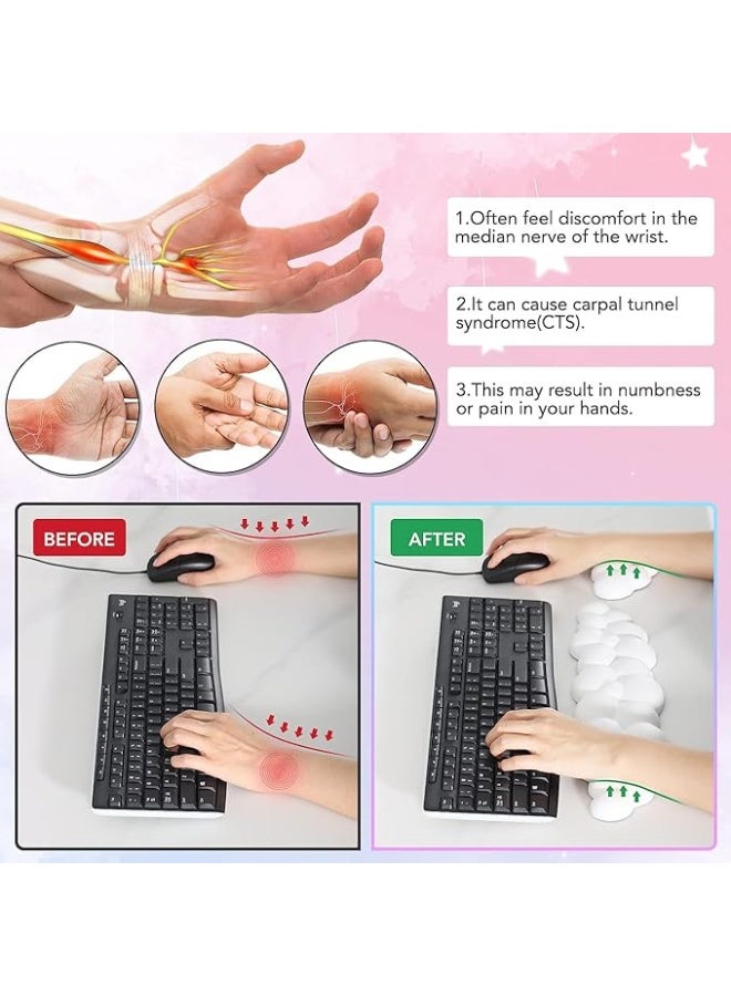 Keyboard Cloud Wrist Rest 2 Piece Set High Density Memory Foam Keyboard Palm Rest Ergonomic Keyboard Wrist Rest Pain Relief Computer Laptop Mouse Pad Rest  - Image 2
