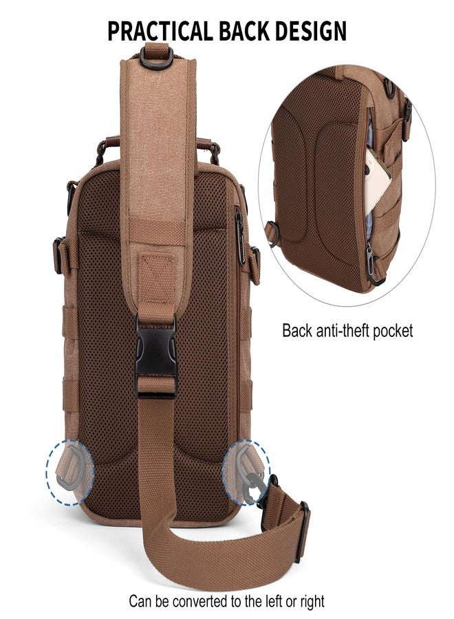 WITZMAN Sling Bag for Men Canvas Shoulder Crossbody Bags Large Vintage Bags for Men Travel, Casual, Daily(A8021 Brown) - Image 5