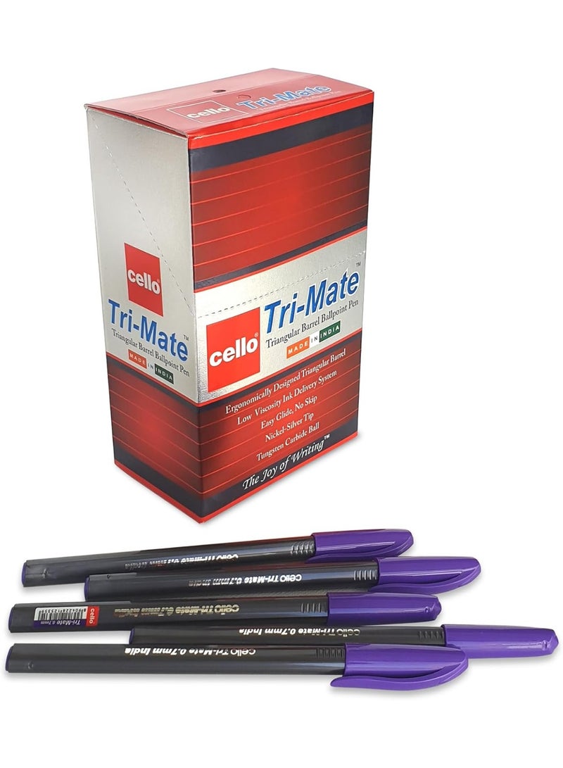 Cello 50-Piece Trimate Ballpoint Pen 0.7mm Tip Violet Ink - Image 1