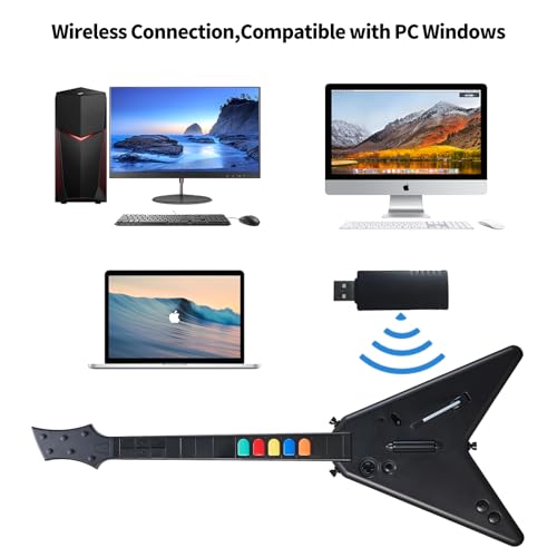 NBCP Wireless Guitar Controller for PlayStation 4, PC,PS4/PS3,Clone Hero, Fortnite Festival,Compatible with Guitar Hero & Rock,Plug-and-Play USB Receiver - Image 5