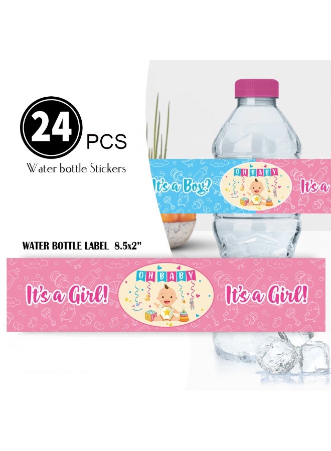 24 Pcs Gender Reveal Water Bottle Labels, Decoration for Boy or Girl Baby Shower Gender Reveal Party Supplies Decoration Kit - Image 2