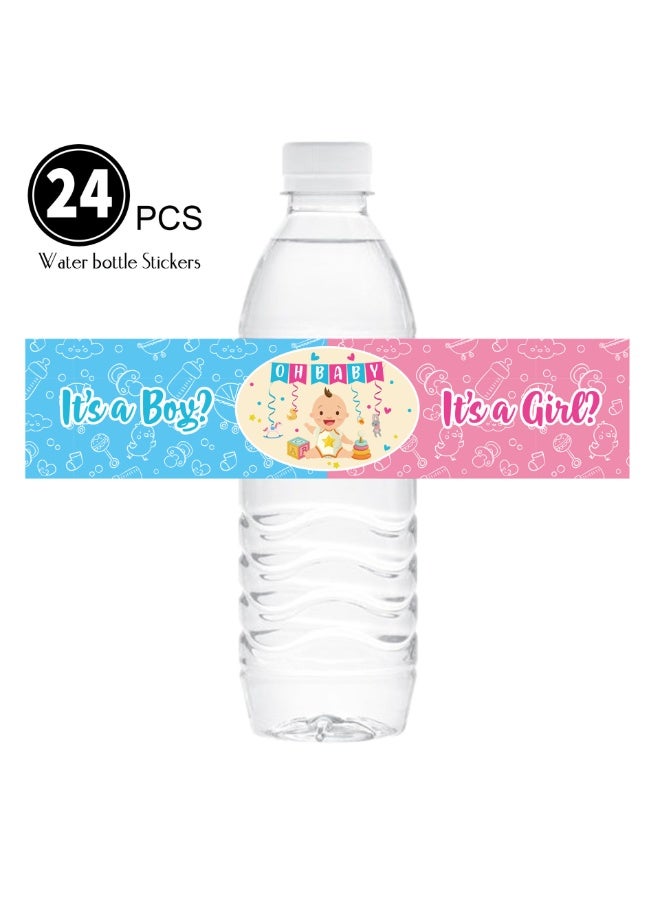 24 Pcs Gender Reveal Water Bottle Labels, Decoration for Boy or Girl Baby Shower Gender Reveal Party Supplies Decoration Kit - Image 1
