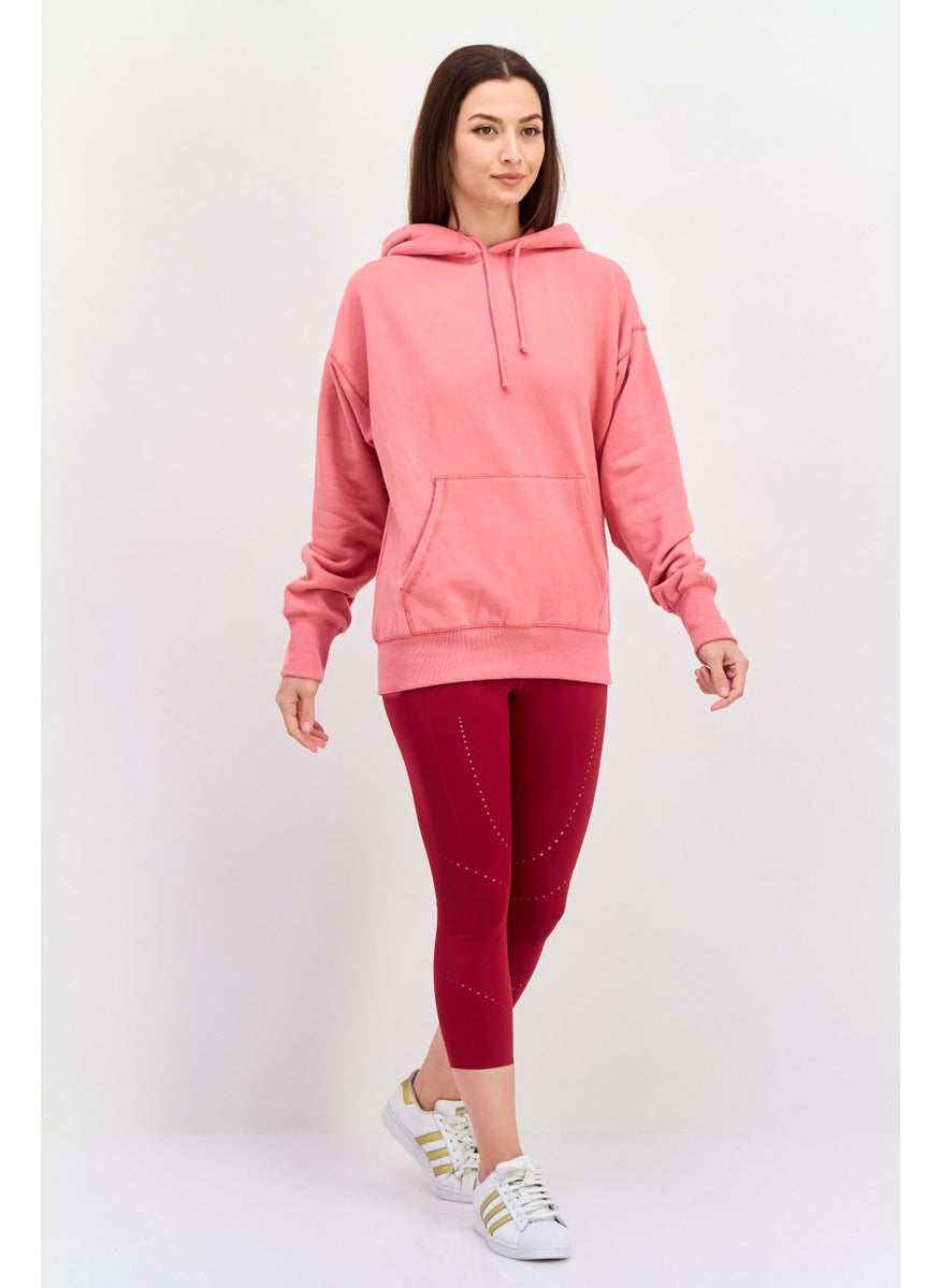 NIA Women Solid Long Sleeve Hoodie, Rose  - Image 4