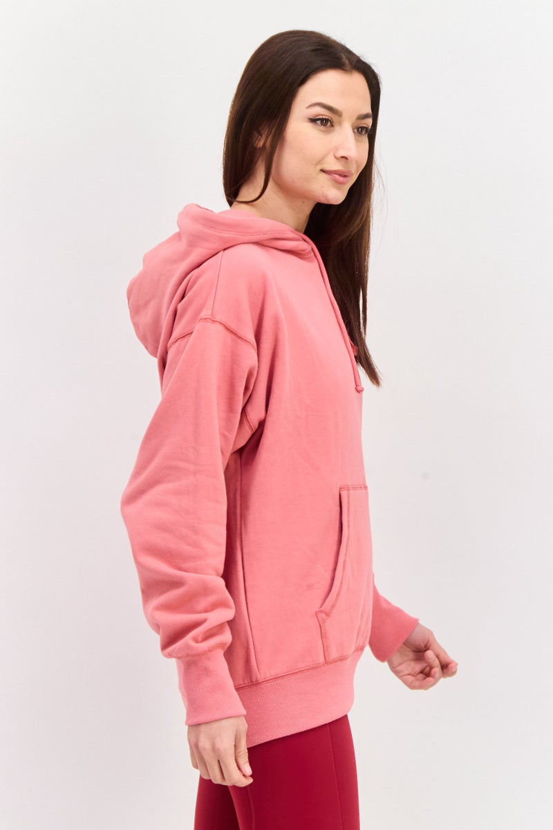 NIA Women Solid Long Sleeve Hoodie, Rose - Image 2