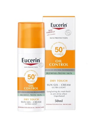 Pack Of 2 Oil Control Sun Gel-Cream Dry Touch SPF 50+ 50ml, Unscented Sun Protection Gel for Sensitive, Oily and Acne-Prone Skin, Fast-Absorbing Sunscreen with UV Filter 50ml - view 2