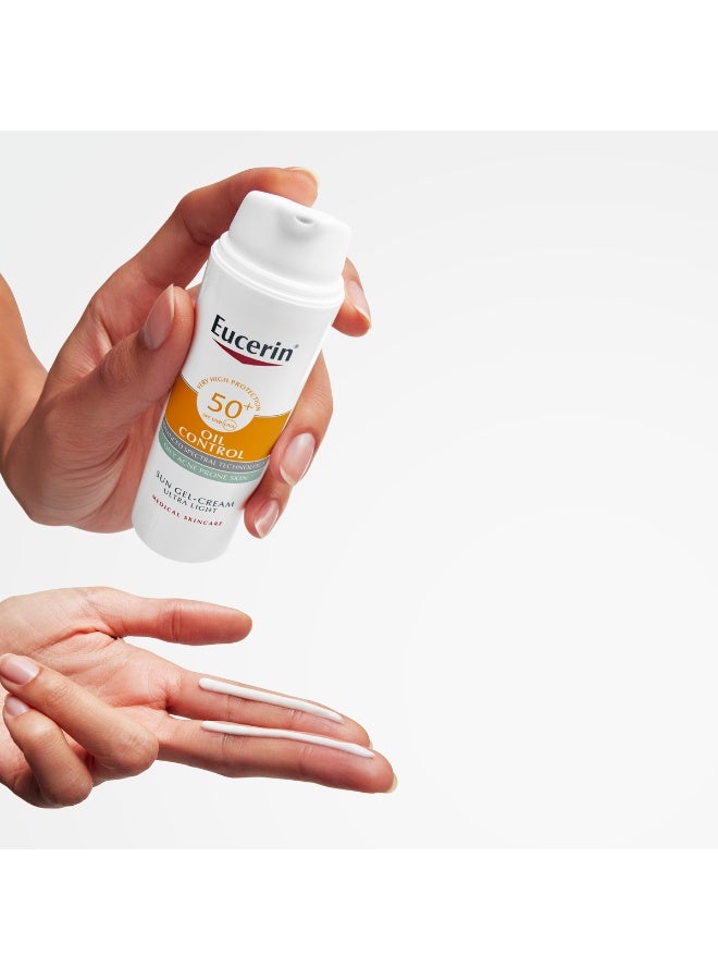 Eucerin Pack Of 2 Oil Control Sun Gel-Cream Dry Touch SPF 50+ 50ml, Unscented Sun Protection Gel for Sensitive, Oily and Acne-Prone Skin, Fast-Absorbing Sunscreen with UV Filter 50ml - Image 5