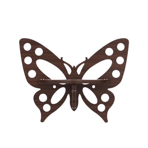 Raytrees Engineered Wooden Set of Two Butterfly Wall Shelf/Stand (33 cm X 12 cm X 25 cm, Brown - Image 4