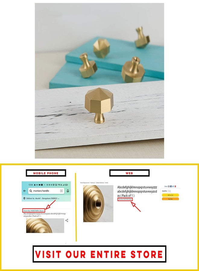MANTARA B-0006 Brass Handle Pull knob for Bedroom Furniture Handles.(Pack of 1) - Image 2
