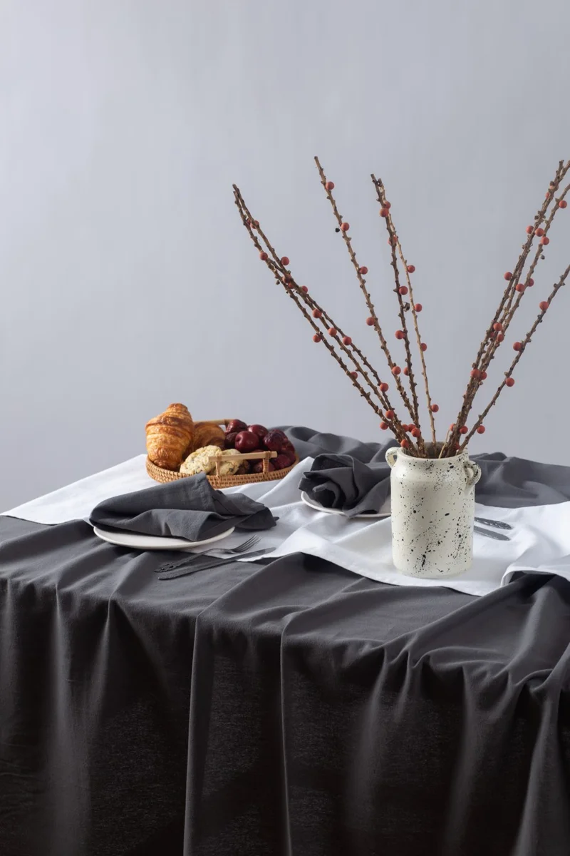 ويلستيل Premium Linen Gray Tablecloth 100x100 cm