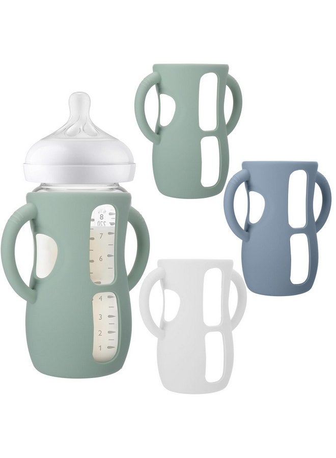 بوسوها مجموعة من 3 قطع من أغطية السيليكون من BUSOHA لزجاجات الأطفال من Avent - حامل زجاجات أطفال مضاد للكسر مع مقبض لزجاجات الأطفال الزجاجية الطبيعية من Avent، متوافق مع زجاجات الأطفال من Avent - Image 1
