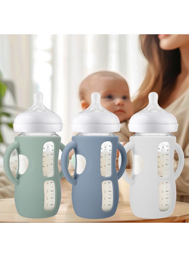 بوسوها مجموعة من 3 قطع من أغطية السيليكون من BUSOHA لزجاجات الأطفال من Avent - حامل زجاجات أطفال مضاد للكسر مع مقبض لزجاجات الأطفال الزجاجية الطبيعية من Avent، متوافق مع زجاجات الأطفال من Avent - Image 3