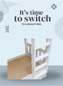AFT Modern White MDF Double Decker Bunk Bed, Ideal for Single Size Mattress (190 cm x 90 cm), Space-Saving Double Decker with Secure Ladder and Safety Rails, Durable and Premium MDF Construction for Kids and Teens and Space-Saving Bedrooms. White (Arfan)  - Image 5
