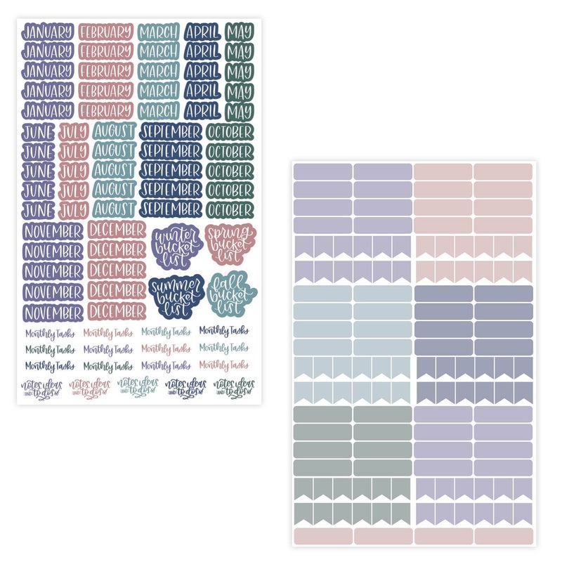 bloom daily planners Calendar Essentials Planner Stickers - 8 Sheets, 1629 Stickers Per Pack! - Color Coordinating Monthly Headings, Dates, Icons, Etc. - Jewel Tones - Image 3