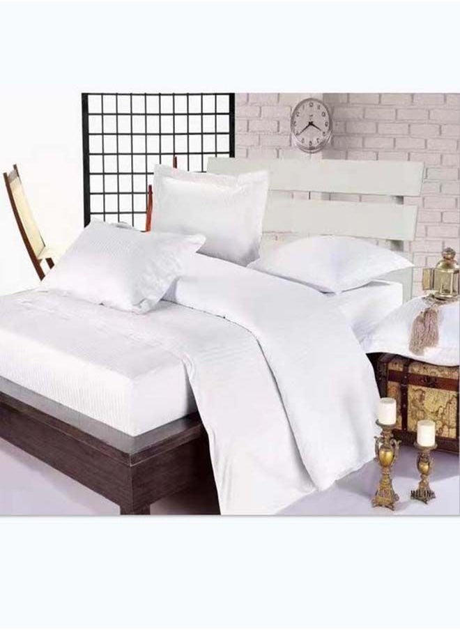 GOLDEN HOME 6-Piece Striped Printed King Size Cotton Duvet Cover Set Includes 1xFitted Bedsheet 200x200+30cm, 1xDuvet Cover 220x240 cm, 2xPillowcase 55x80cm, 2xCushion Case 45x70cm 