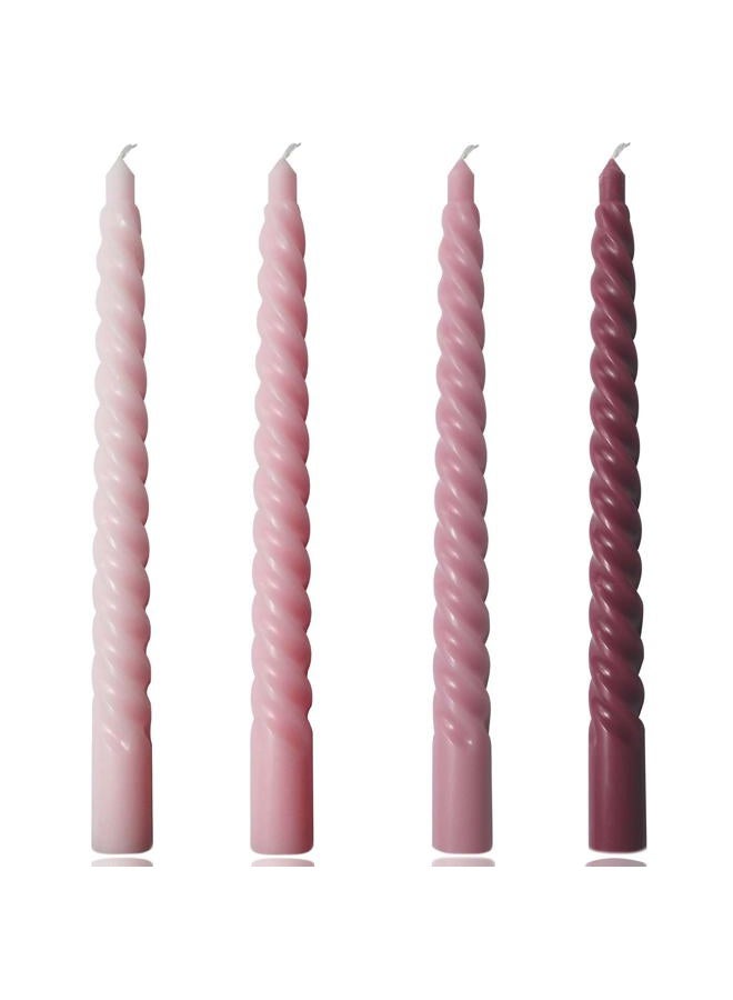Wrcevtor 4 Pack 10 Inch Gradient Color Spiral Taper Candles for Wedding,Birthday,Christmas and Spring Home Decoration, Kitchen Twisted Candlesticks for Dinner Halloween,Thanksgiving (4, Pink Series, 10 in) - Image 1