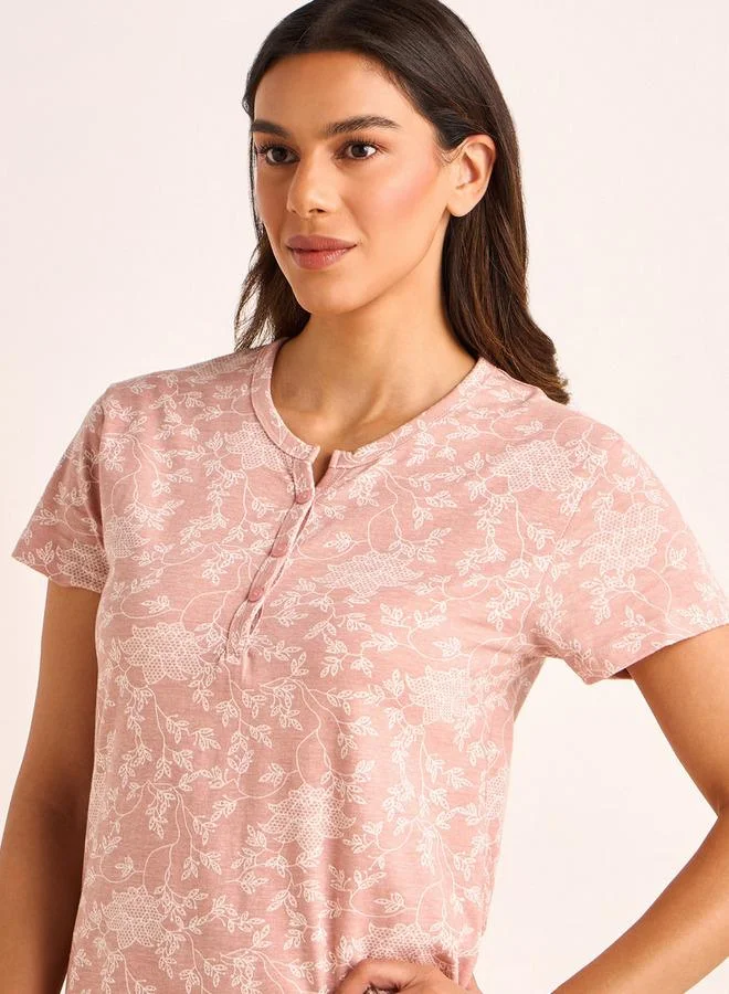 Splash FAV  Printed Sleepshirt with Short Sleeves for Women | Best Price UAE