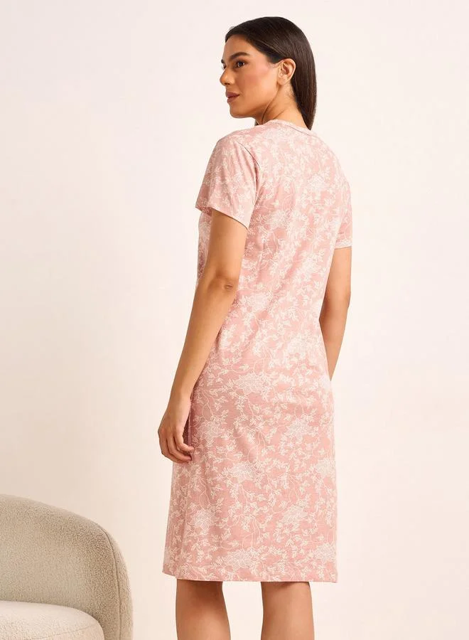 Splash FAV  Printed Sleepshirt with Short Sleeves for Women | Best Price UAE