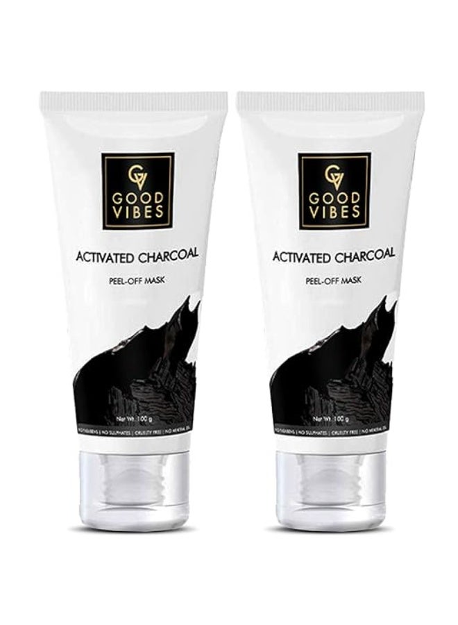 Good Vibes Activated Charcoal Peel Off Mask For Women & Men, 100 g x 2, Blackhead Removal Deep Pore Cleansing Anti Acne Face Mask For All Skin Types, Controls Excess Sebum, No Parabens & Mineral Oils - Image 1
