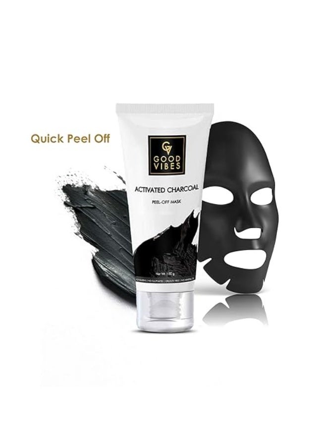 Good Vibes Activated Charcoal Peel Off Mask For Women & Men, 100 g x 2, Blackhead Removal Deep Pore Cleansing Anti Acne Face Mask For All Skin Types, Controls Excess Sebum, No Parabens & Mineral Oils - Image 3