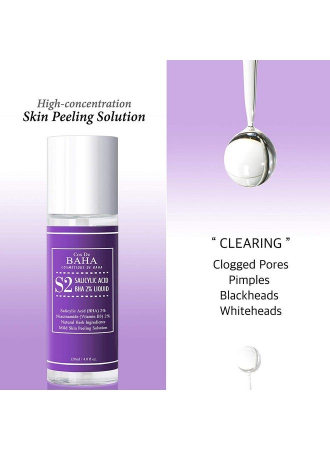 Cos De BAHA Salicylic Acid Exfoliant Facial Liquid With Niacinamide - Betain Salicylic Acid + Salicylic Acid, Bha For Peel, Pore Cleaner + Alcohol Free, 4 Fl Oz (120Ml) - Image 2