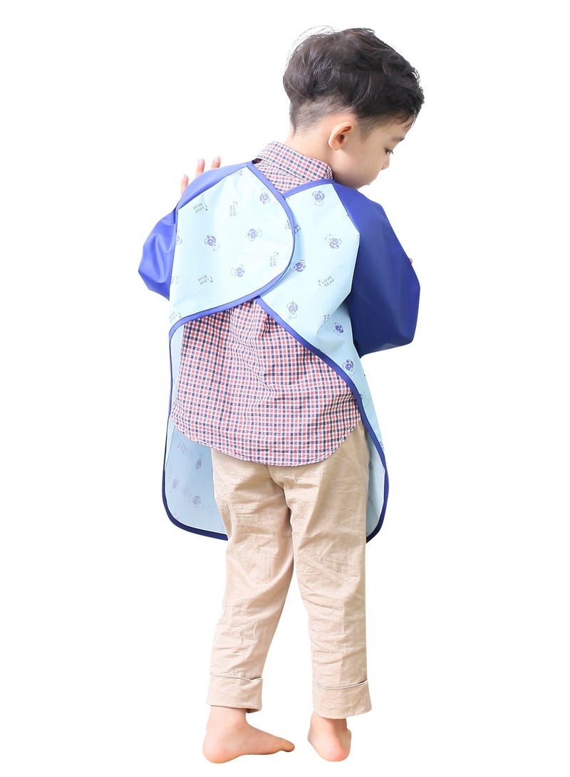 Plie Kids Painting Apron – Waterproof Long Sleeve Art Smock for Toddlers & Preschoolers, Messy Play, Baking, Crafts, Cooking, Sensory Activities (Ages 1–10), Blue Bear (09-L) - Image 3