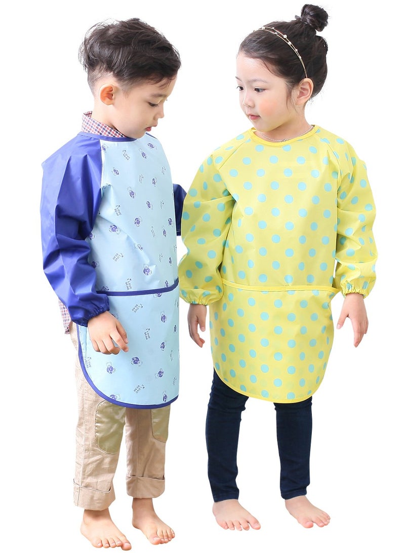 Plie Kids Painting Apron – Waterproof Long Sleeve Art Smock for Toddlers & Preschoolers, Messy Play, Baking, Crafts, Cooking, Sensory Activities (Ages 1–10), Blue Bear (09-L) - Image 4