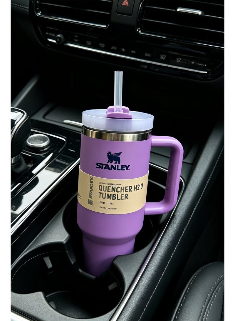كوب Stanley Quencher H2.0 للسفر بسعة 40 أونصة (1.18 لتر) - لون بنفسجي - مثالي للحفاظ على رطوبة الجسم طوال اليوم، وللاستخدام في النادي الرياضي وأثناء التنقل. - Image 3