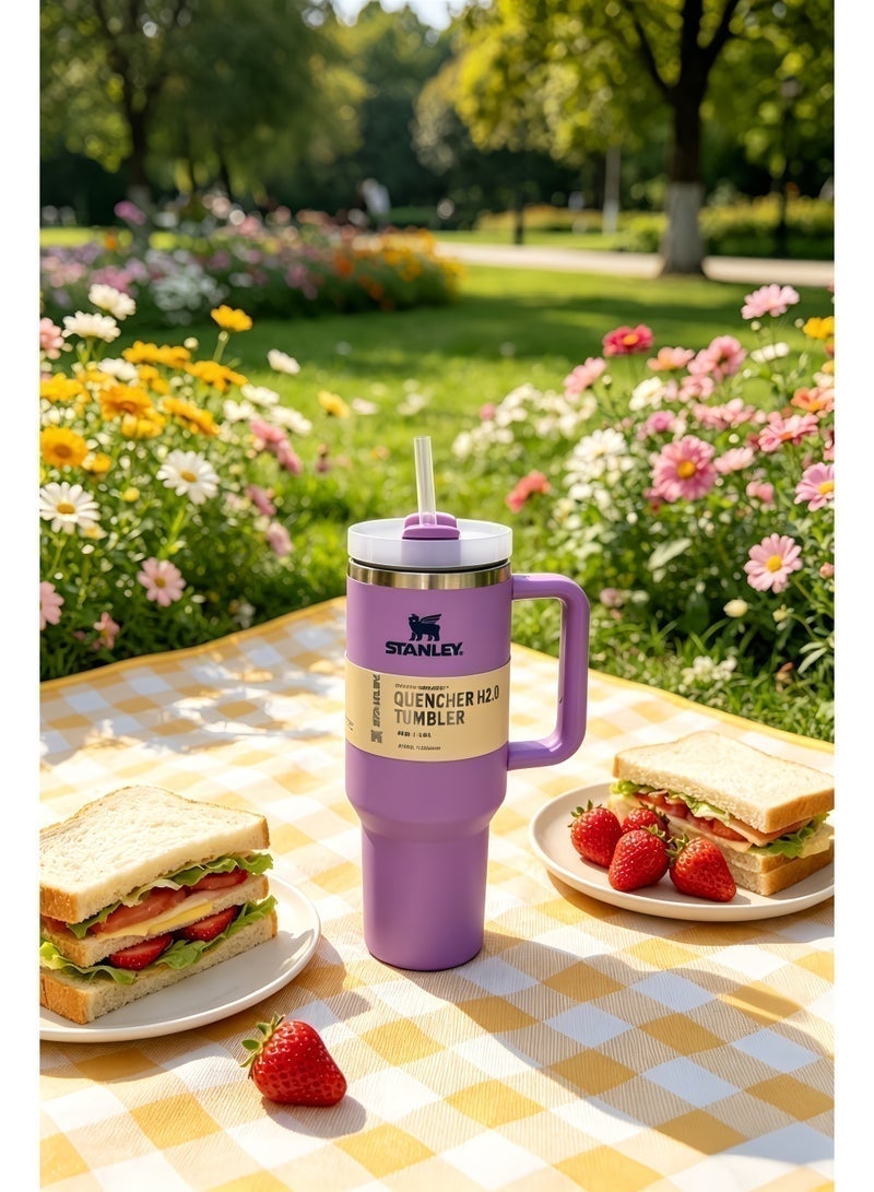 كوب Stanley Quencher H2.0 للسفر بسعة 40 أونصة (1.18 لتر) - لون بنفسجي - مثالي للحفاظ على رطوبة الجسم طوال اليوم، وللاستخدام في النادي الرياضي وأثناء التنقل. - Image 5