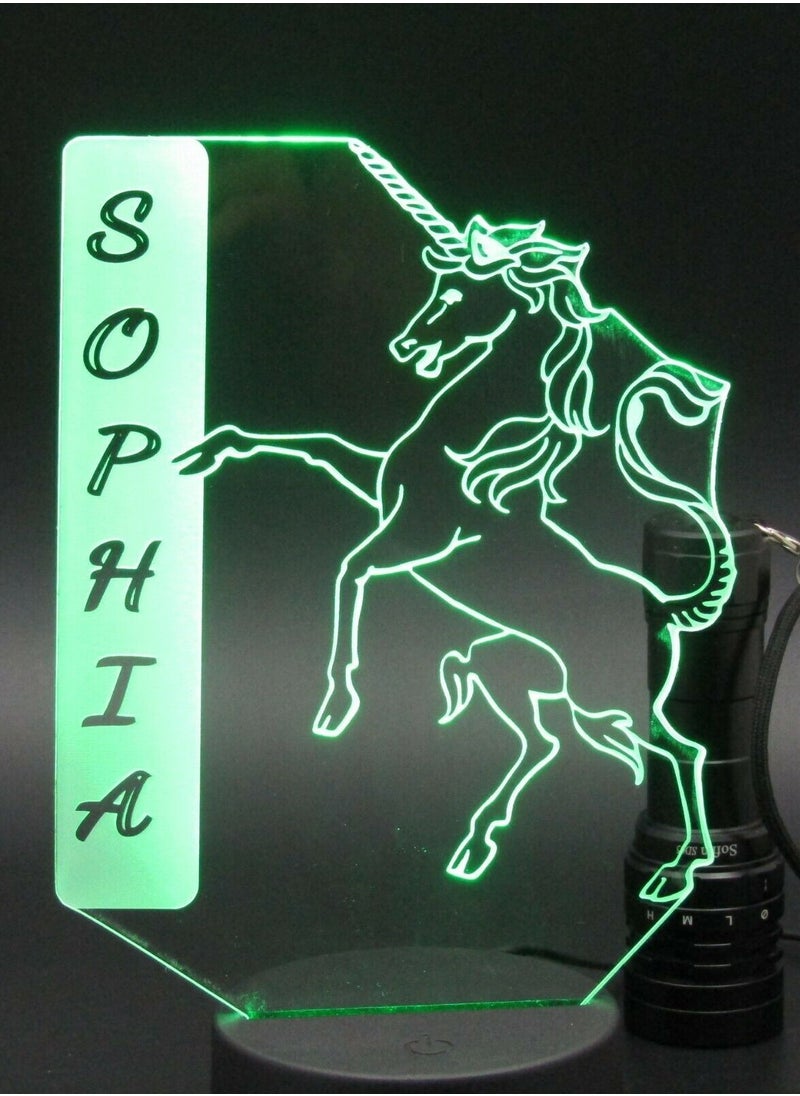 althiqahkey Unicorn personalized 3D night light. Kids Bedroom Decor 16 colors with remote，contace althiqahkey after order  - Image 1