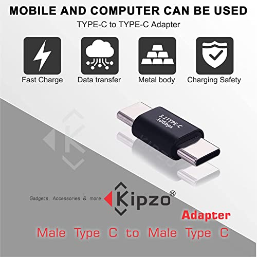KIPZO® Black metal Type to Type Adapter Connector Joiner Plug, Type 3.1 to Type 3.1 Type to 3.0 USB Port Adapter USB 3.1 Gen Speed Charging Upto 10Gbps Transfer Speed - Image 5