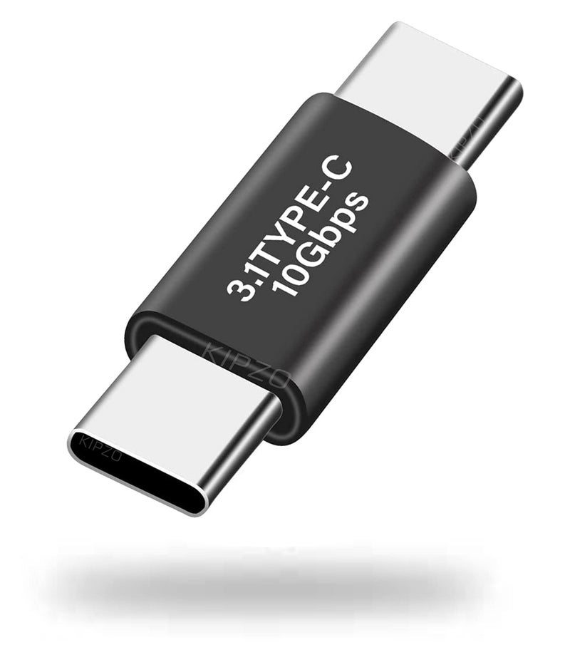 KIPZO® Black metal Type to Type Adapter Connector Joiner Plug, Type 3.1 to Type 3.1 Type to 3.0 USB Port Adapter USB 3.1 Gen Speed Charging Upto 10Gbps Transfer Speed - Image 1