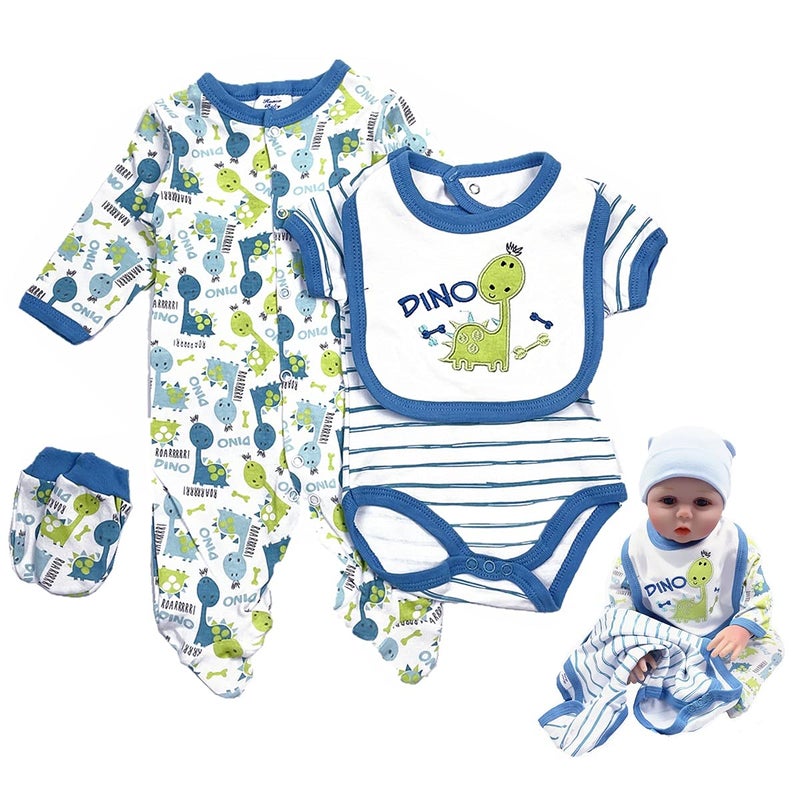 Pedolltree Reborn Baby Dolls Boy Clothes 22 inch 5 pcs Sets Dinosaur Outfit Accessories for 2022 Newborn Baby Dolls Clothing - Image 3