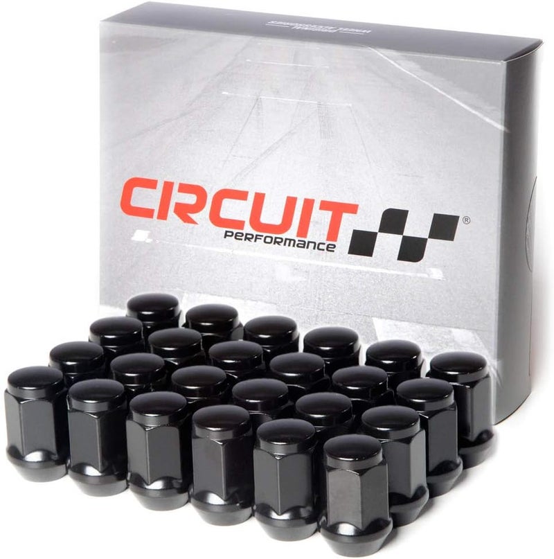 Circuit Performance 12x1.5 Black Closed End Bulge Acorn Lug Nuts (24 Pieces) - Image 1