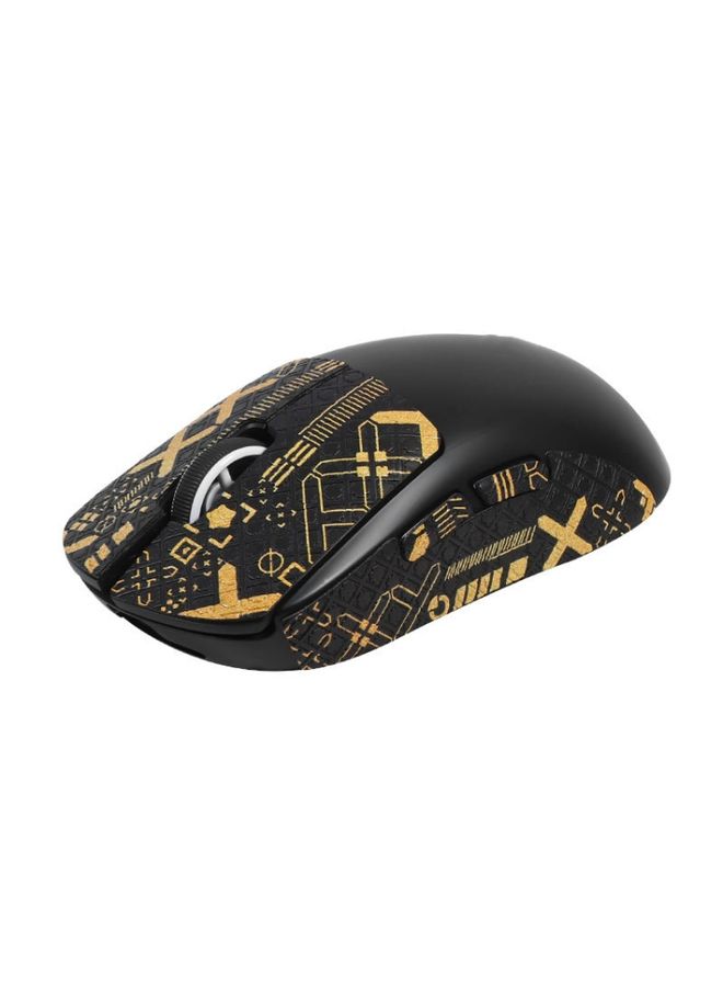 BURAQ For Logitech GPW 2-Generation Mouse Anti-Slip Stickers Absorb Sweat Paste, Color: Black Gold Print Half Surround - Image 1