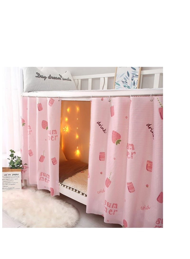 Dormitory Bunk Bed Curtains, Dustproof Bed Canopy, Blackout Cloth Mosquito Nets Bed Tent Curtain, Dorm Sleep Privacy Bed Spread Blackout Curtains (2 Panels, Pink)  - Image 2