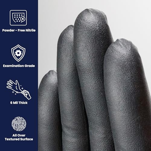 Adenna SHD935 Shadow 6 Mil Powder-Free Nitrile Exam Gloves, Medical Grade, Black, Medium, Box of 100 - Image 2