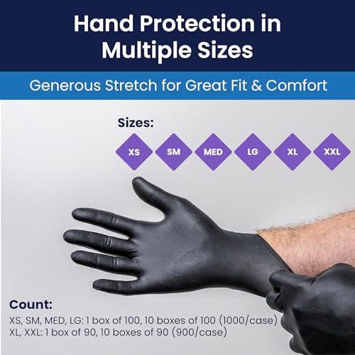 Adenna SHD935 Shadow 6 Mil Powder-Free Nitrile Exam Gloves, Medical Grade, Black, Medium, Box of 100 - Image 5