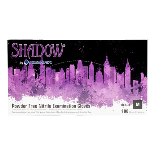 Adenna SHD935 Shadow 6 Mil Powder-Free Nitrile Exam Gloves, Medical Grade, Black, Medium, Box of 100 - Image 1