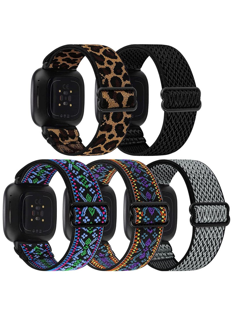 Elastic Bands Compatible with Fitbit Versa 3 / Fitbit Sense, Adjustable Nylon Replacement Straps Wristband for Fitbit Versa Smart Watch for Women Men - Image 1