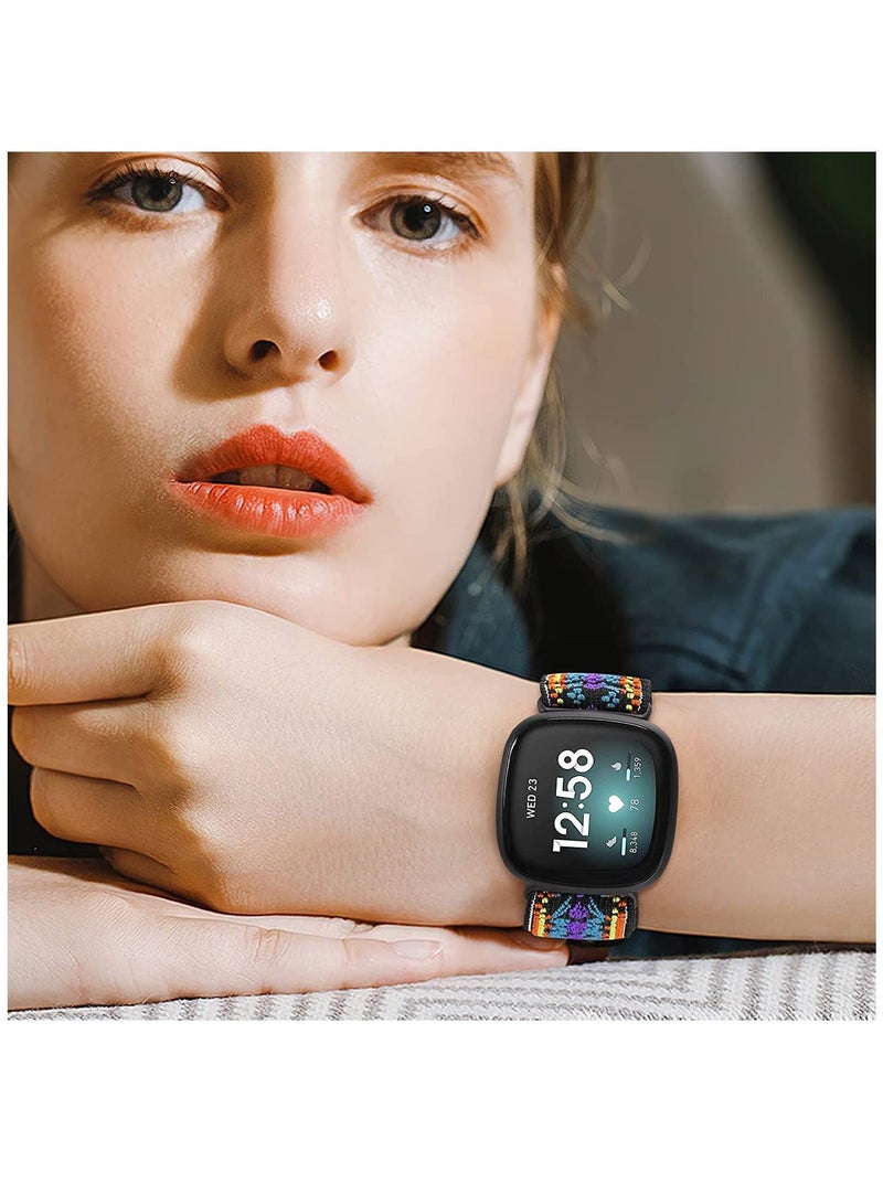 Elastic Bands Compatible with Fitbit Versa 3 / Fitbit Sense, Adjustable Nylon Replacement Straps Wristband for Fitbit Versa Smart Watch for Women Men - Image 5
