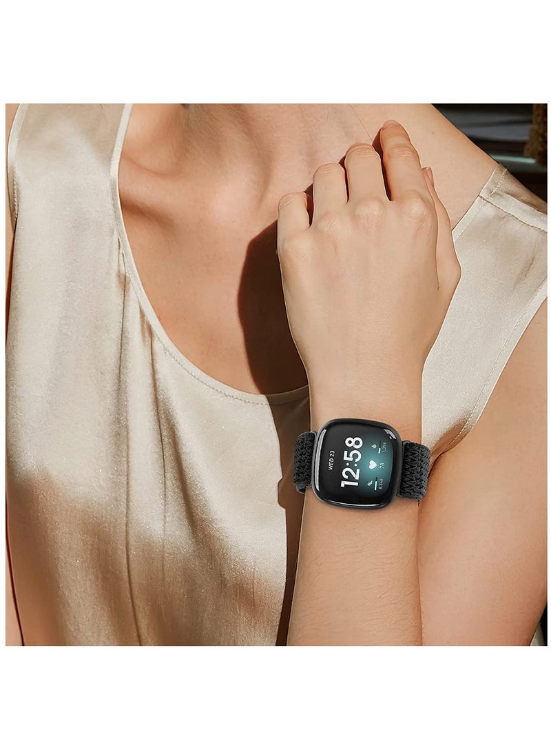 Elastic Bands Compatible with Fitbit Versa 3 / Fitbit Sense, Adjustable Nylon Replacement Straps Wristband for Fitbit Versa Smart Watch for Women Men - Image 4