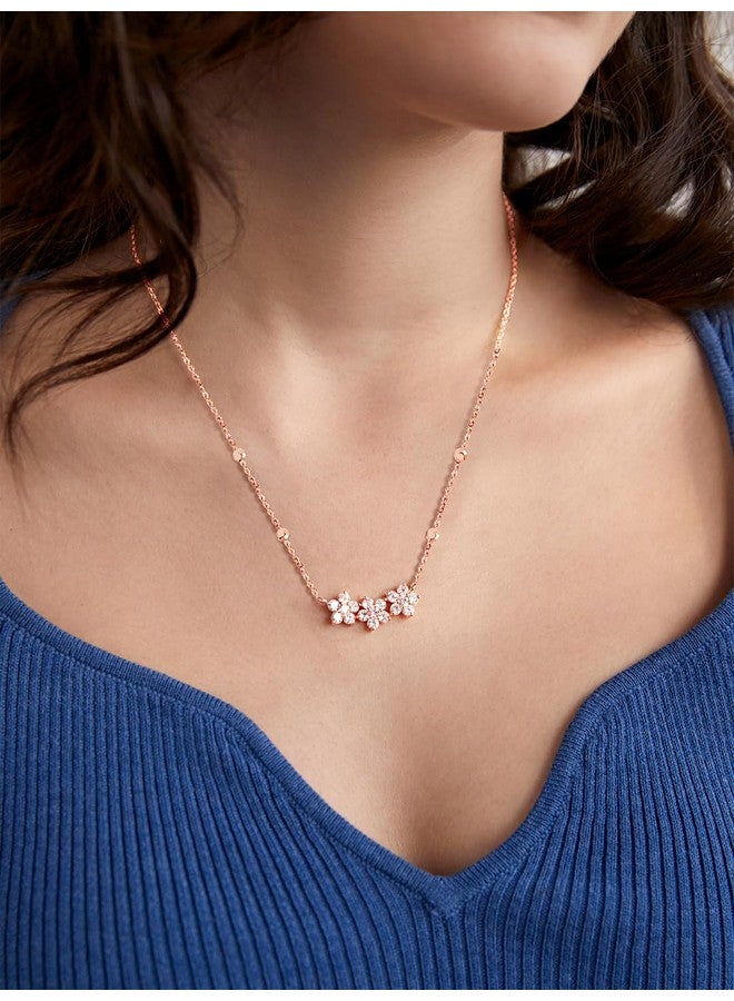 MINUTIAE 14K Rose Gold Plated Pendant Necklace With Austrian Cubic Zirconia For Women And Girls With Extendable Chain - Image 3
